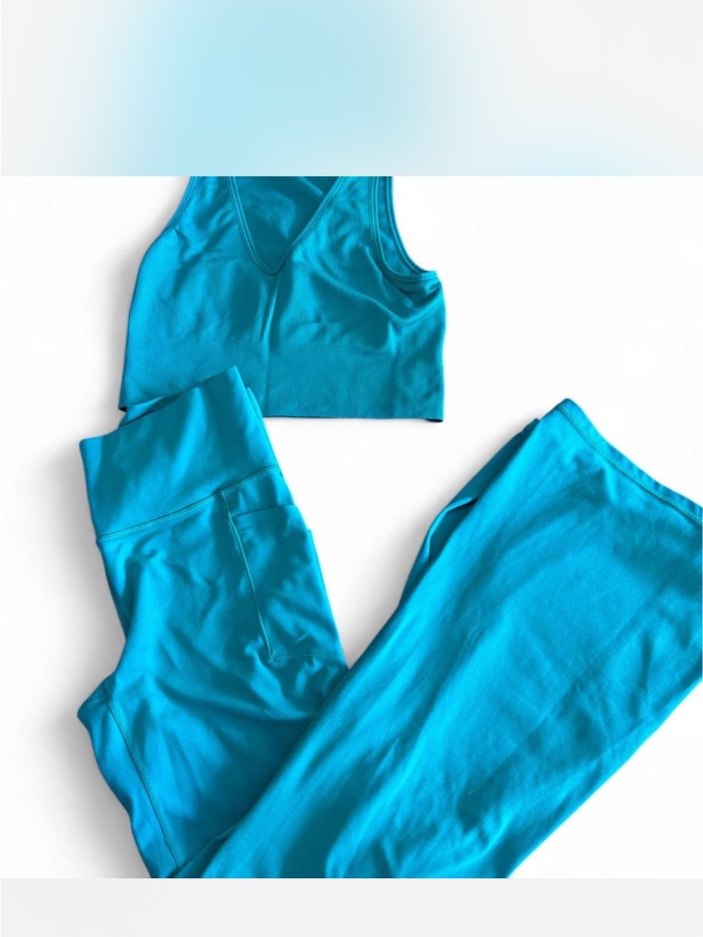 Size M - Athleta’s Salutation Stash Flare Pant & Aurora Seamless Crop Rib Tank